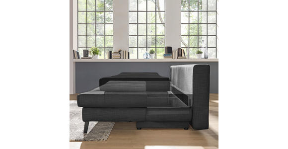 SCHLAFSOFA Sidney Anthrazit  inkl. Rückenkissen, Bettkasten, Schlaffunktion, Rücken echt, Armteilverstellung  - Anthrazit/Schwarz, Design, Textil/Metall (200/85/90cm) - Novel