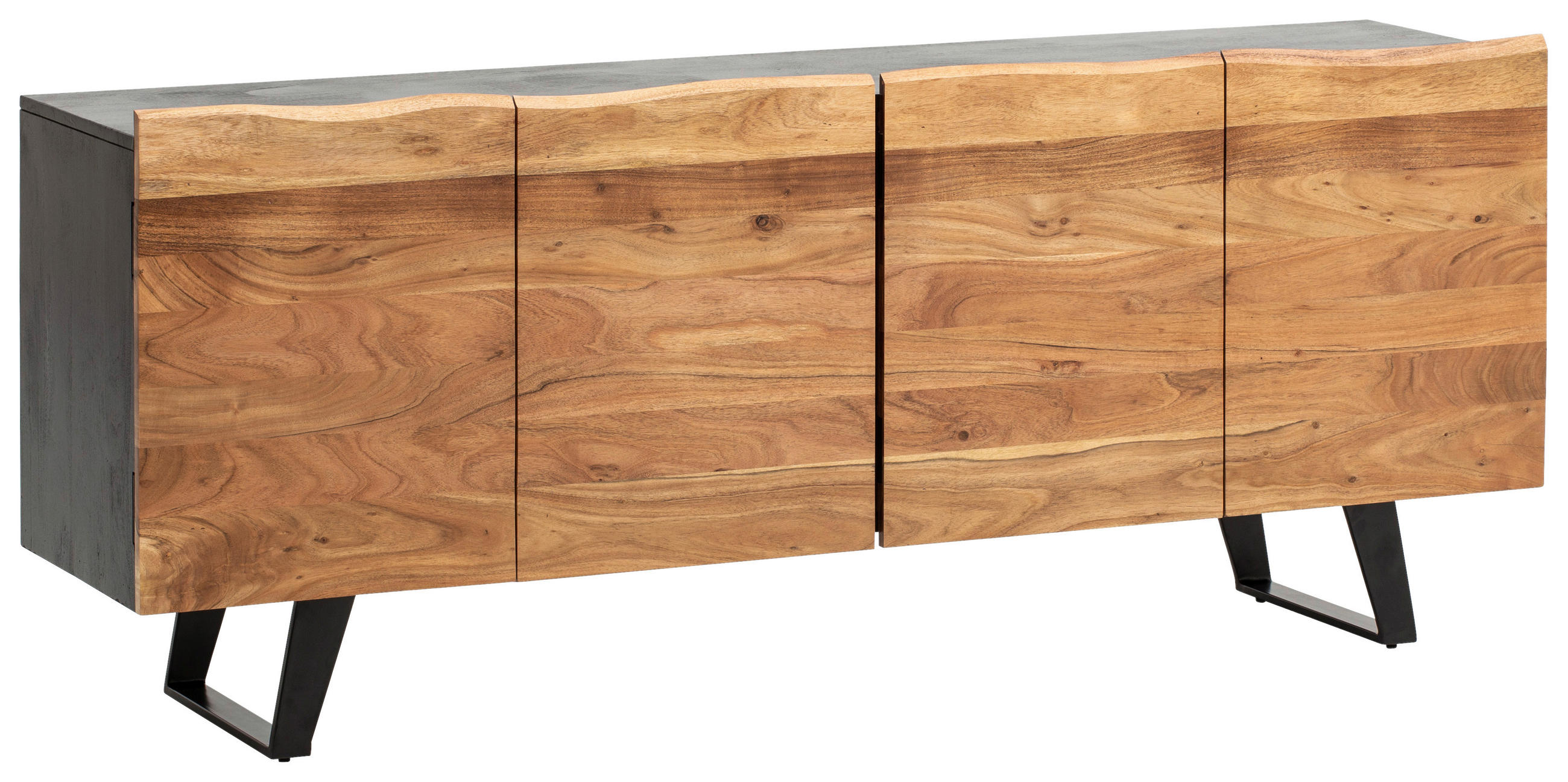 SIDEBOARD 180/75/45 cm  - Schwarz/Akaziefarben, Design, Holz/Metall (180/75/45cm) - MID.YOU
