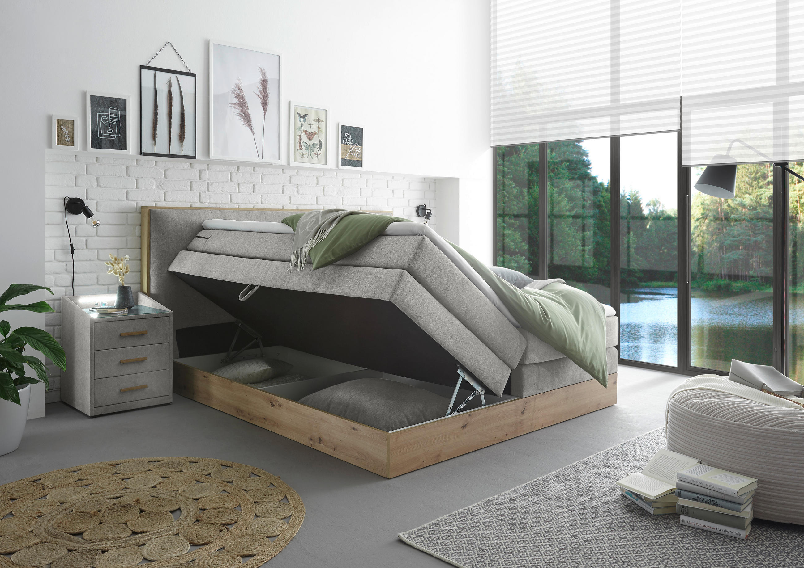 POSTEL BOXSPRING, 180/200 cm, světle šedá - světle šedá, Moderní, dřevo/kompozitní dřevo (180/200cm) - Livetastic
