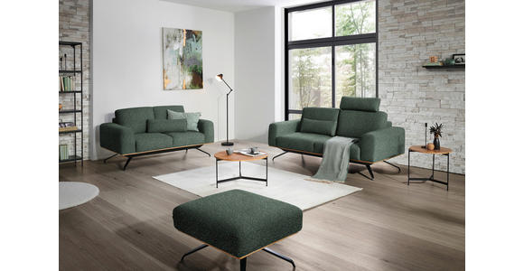 2-SITZER-SOFA  in Struktur Grün  - Schwarz/Grau, Design, Holz/Textil (166/85-104/95cm) - Novel