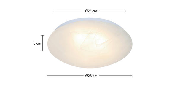 LED-DECKENLEUCHTE 26/8 cm - Alabasterfarben/Weiß, Basics, Kunststoff/Metall (26/8cm) - Boxxx