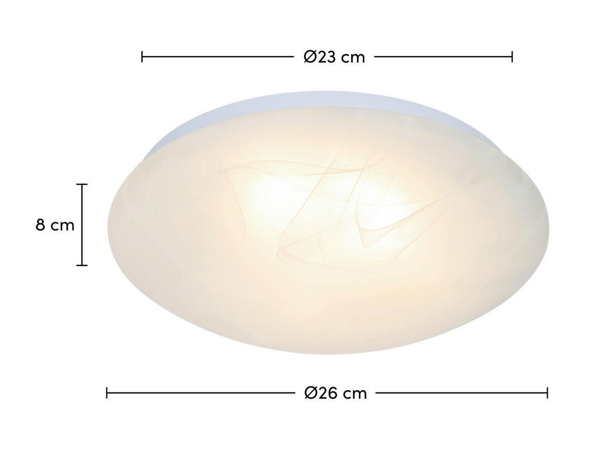 STROPNÍ LED SVÍTIDLO, 26/8 cm  - bílá/alabastrová, Basics, kov/plast (26/8cm) - Boxxx