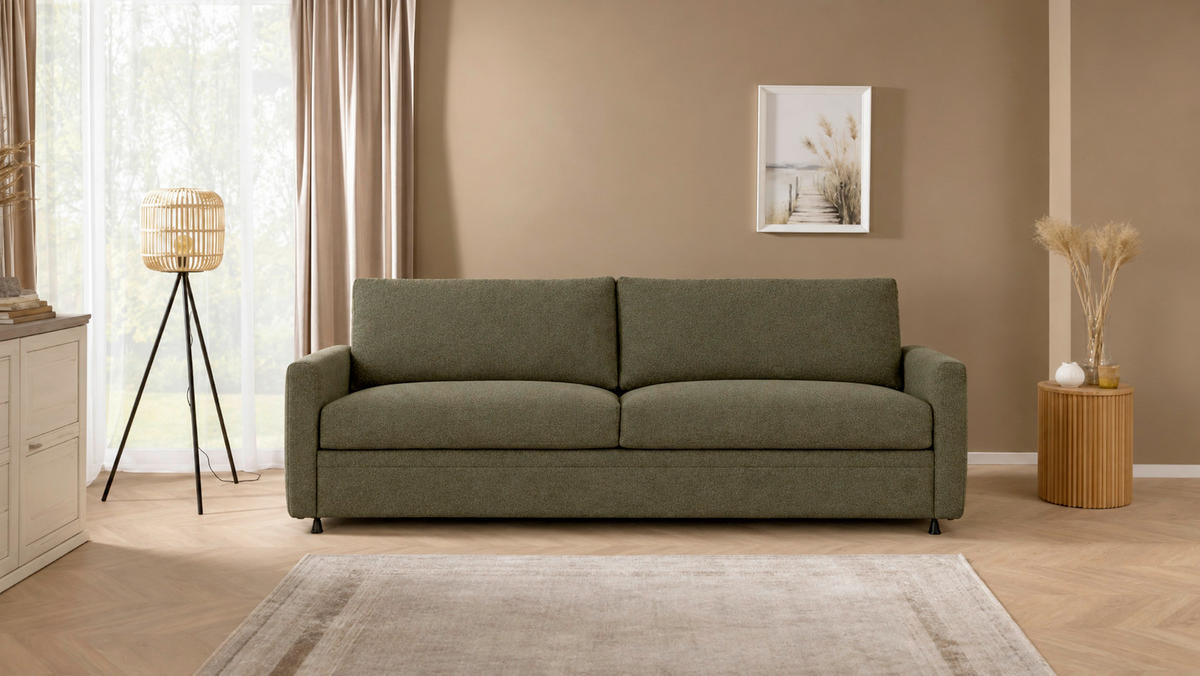 SCHLAFSOFA Harmony in Chenille Grün  - Schwarz/Grün, Design, Textil (176/80/95cm) - Livetastic