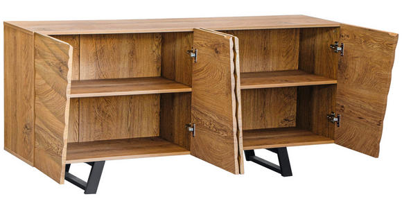 SIDEBOARD in 160/75/42 cm - Eichefarben/Schwarz, LIFESTYLE, Holzwerkstoff/Metall (160/75/42cm) - Carryhome