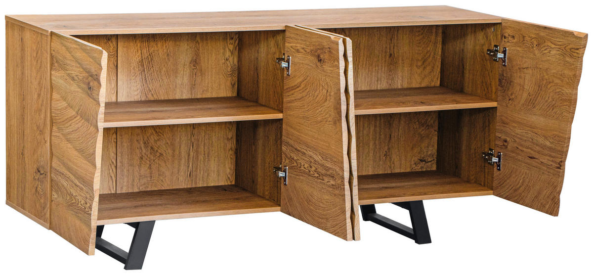 SIDEBOARD  in 160/75/42 cm  - Eichefarben/Schwarz, LIFESTYLE, Holzwerkstoff/Metall (160/75/42cm) - Carryhome