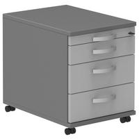 ROLLCONTAINER 42,7/54,4/60 cm  - Anthrazit/Alufarben, KONVENTIONELL, Holzwerkstoff/Metall (42,7/54,4/60cm) - Moderano