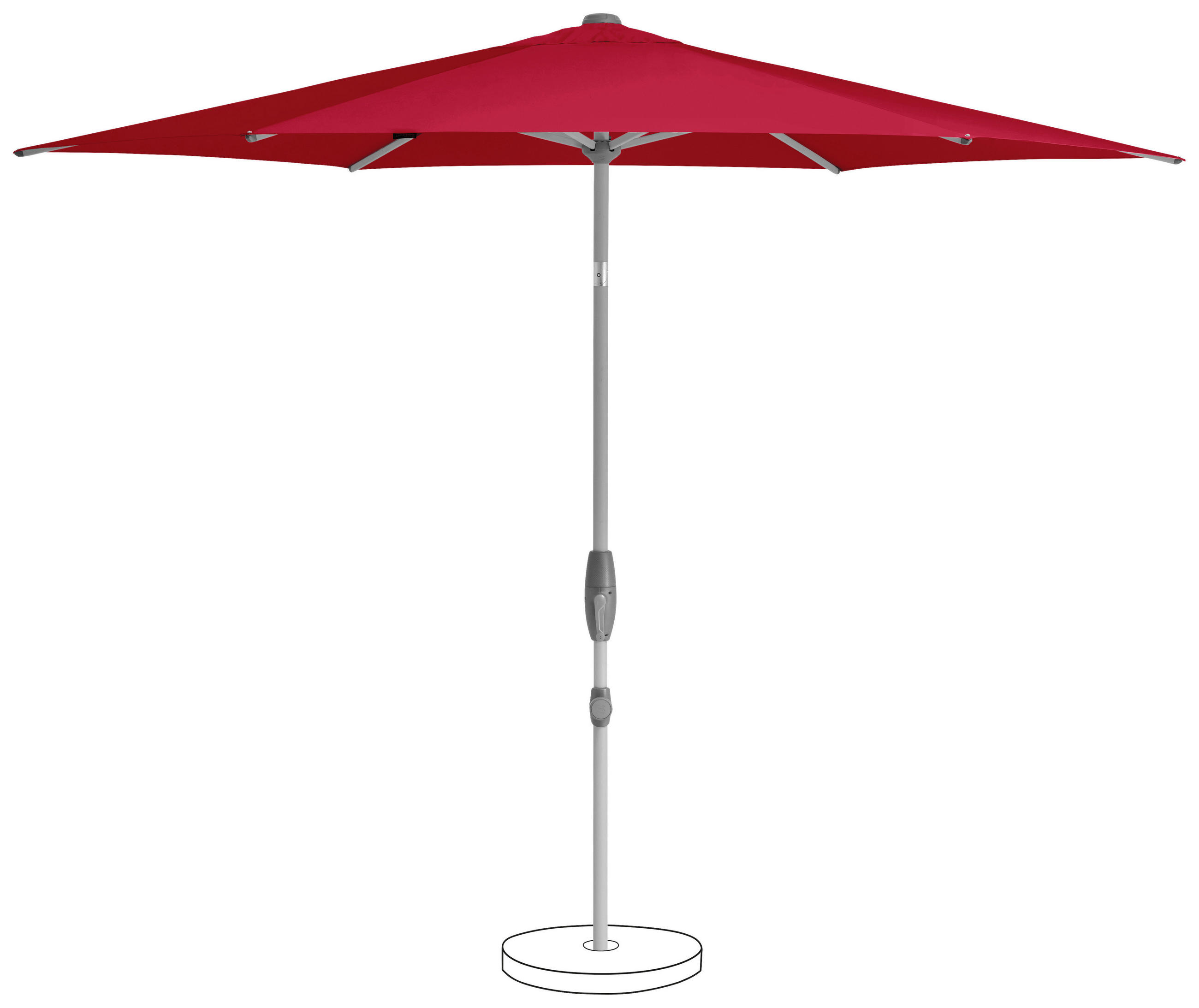 SONNENSCHIRM 300 cm Rot  - Silberfarben/Rot, KONVENTIONELL, Textil/Metall (300/300cm) - Suncomfort by Glatz