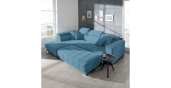 ECKSOFA  in Mikrofaser Pastellblau  207/301 cm  - Chromfarben/Pastellblau, Design, Textil/Metall (207/301cm) - Xora