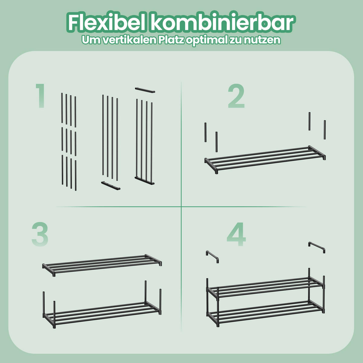 SCHUHREGAL Schwarz  - Schwarz, Basics, Kunststoff/Metall (92/34/30cm)