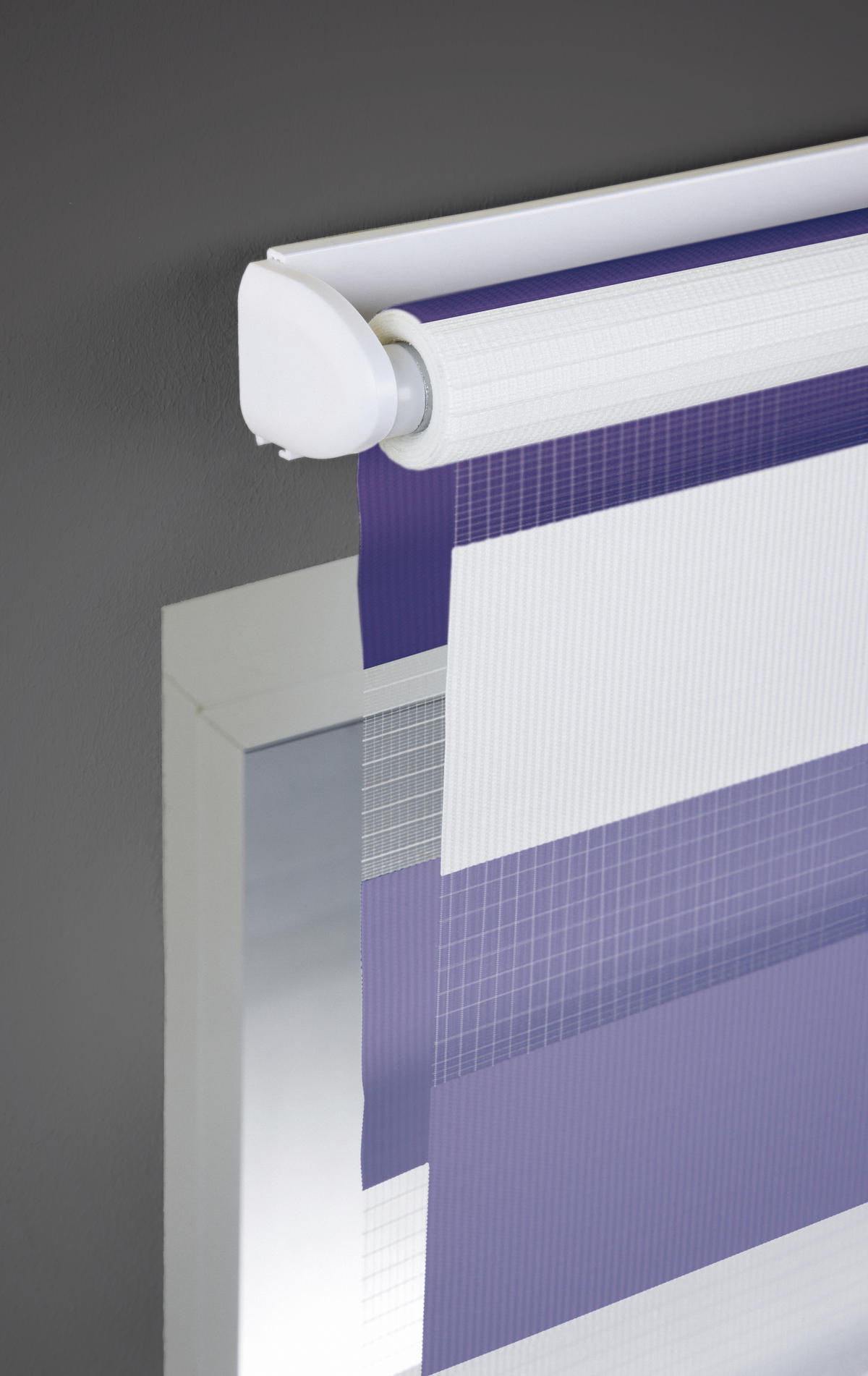 DOPPELROLLO  halbtransparent   60/160 cm   - Violett/Weiß, Basics, Textil (60/160cm)