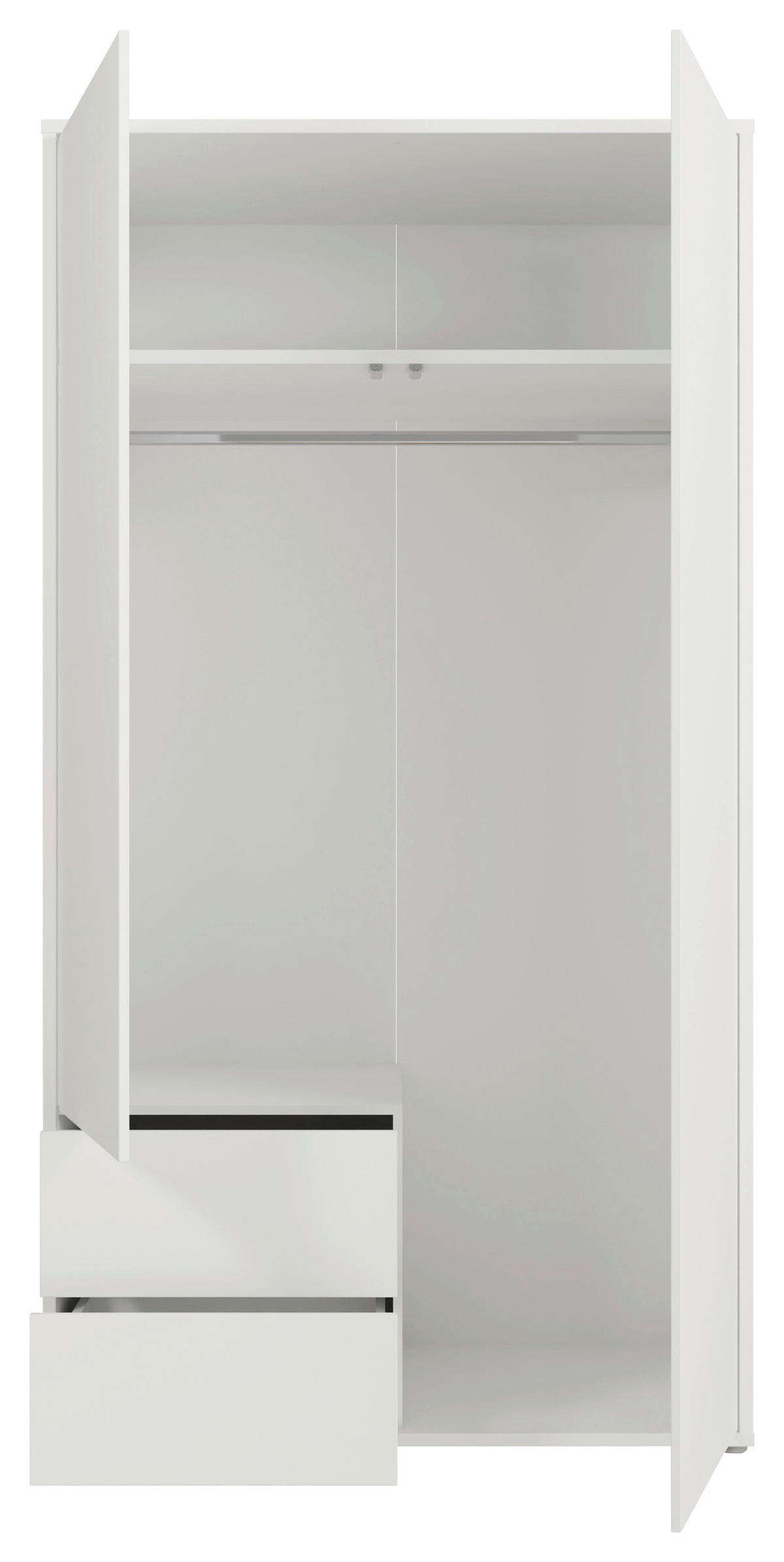 DREHTÜRENSCHRANK 115/214/60 cm,  in Weiß, 2-türig  - Weiß, Trend, Holzwerkstoff (115/214/60cm) - Carryhome