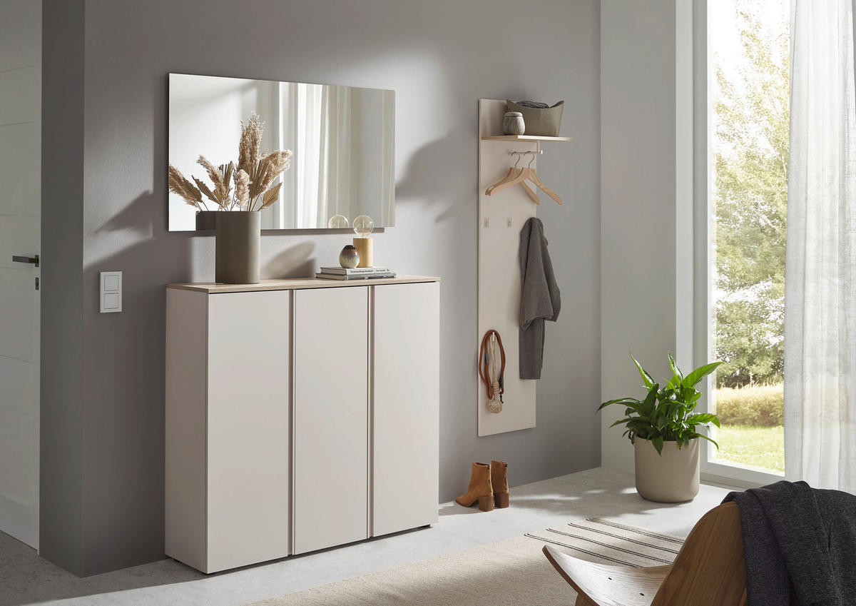 SCHUHSCHRANK Eichefarben, Kaschmir  - Kaschmir/Eichefarben, Design, Holzwerkstoff/Kunststoff (120,3/113,2/34cm) - Voleo