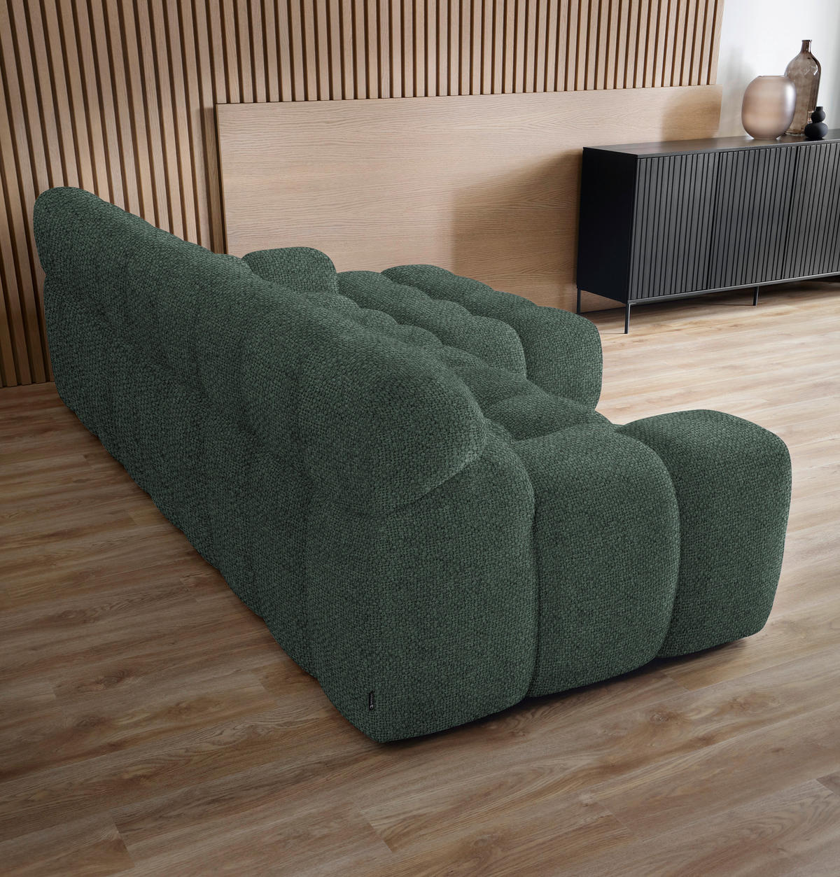 ECKSOFA in Webstoff Grün  297/180 cm  - Schwarz/Grün, MODERN, Kunststoff/Textil (297/180cm) - Welnova