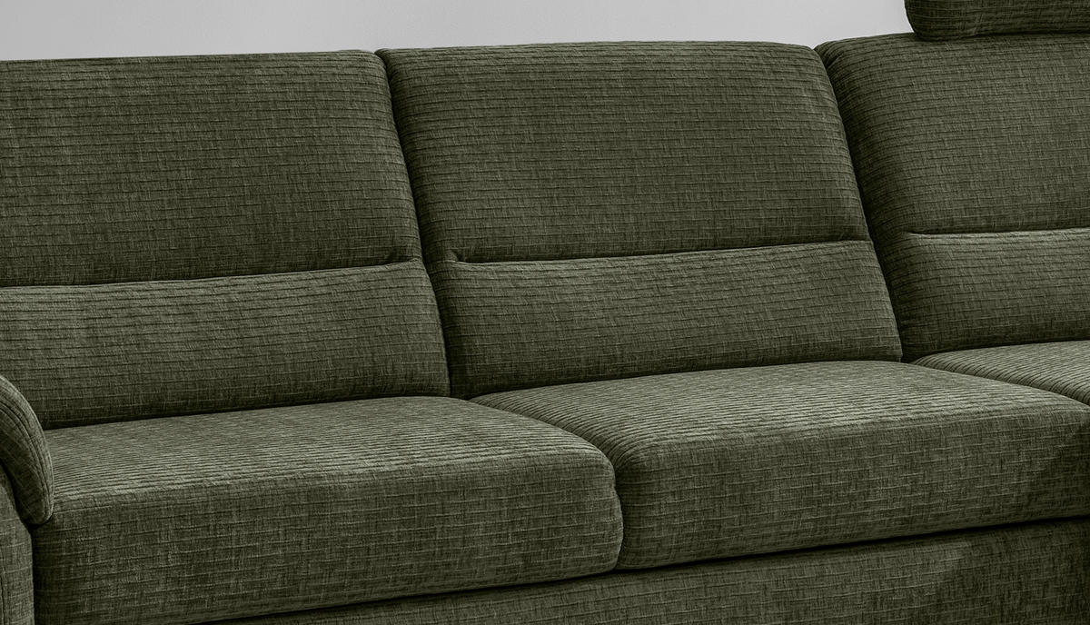 ECKSOFA in Mikrofaser Olivgrün  - Schwarz/Olivgrün, Modern, Holz/Textil (279/176cm) - Livetastic