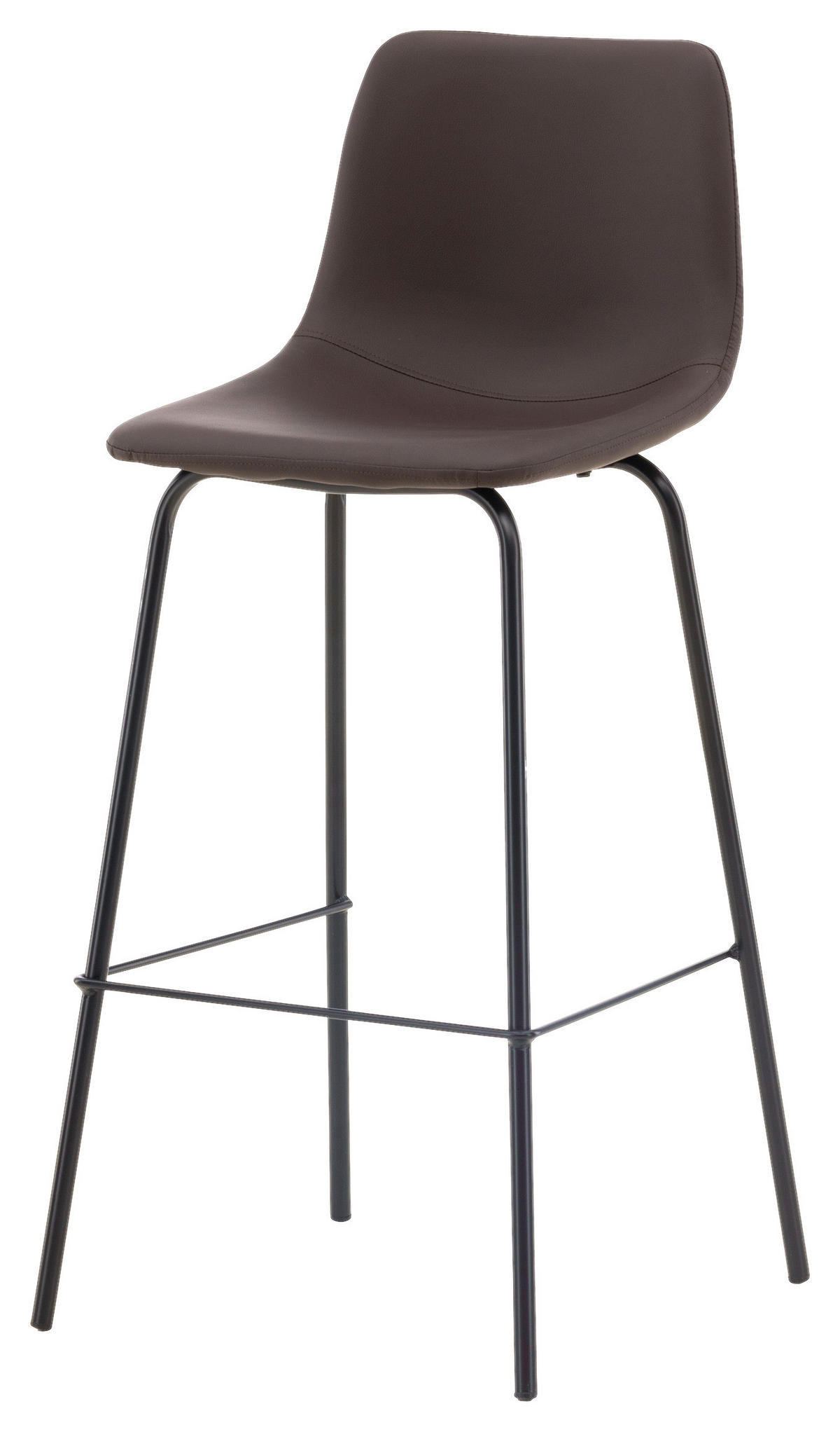 BARHOCKER-SET Lederlook (vegan) Schwarz, Dunkelbraun Stahl  - Dunkelbraun/Schwarz, Design, Textil/Metall (47/103/48cm) - Livetastic