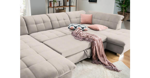 WOHNLANDSCHAFT  in Mikrofaser Ecru  - Chromfarben/Ecru, Design, Kunststoff/Textil (204/350/211cm) - Xora