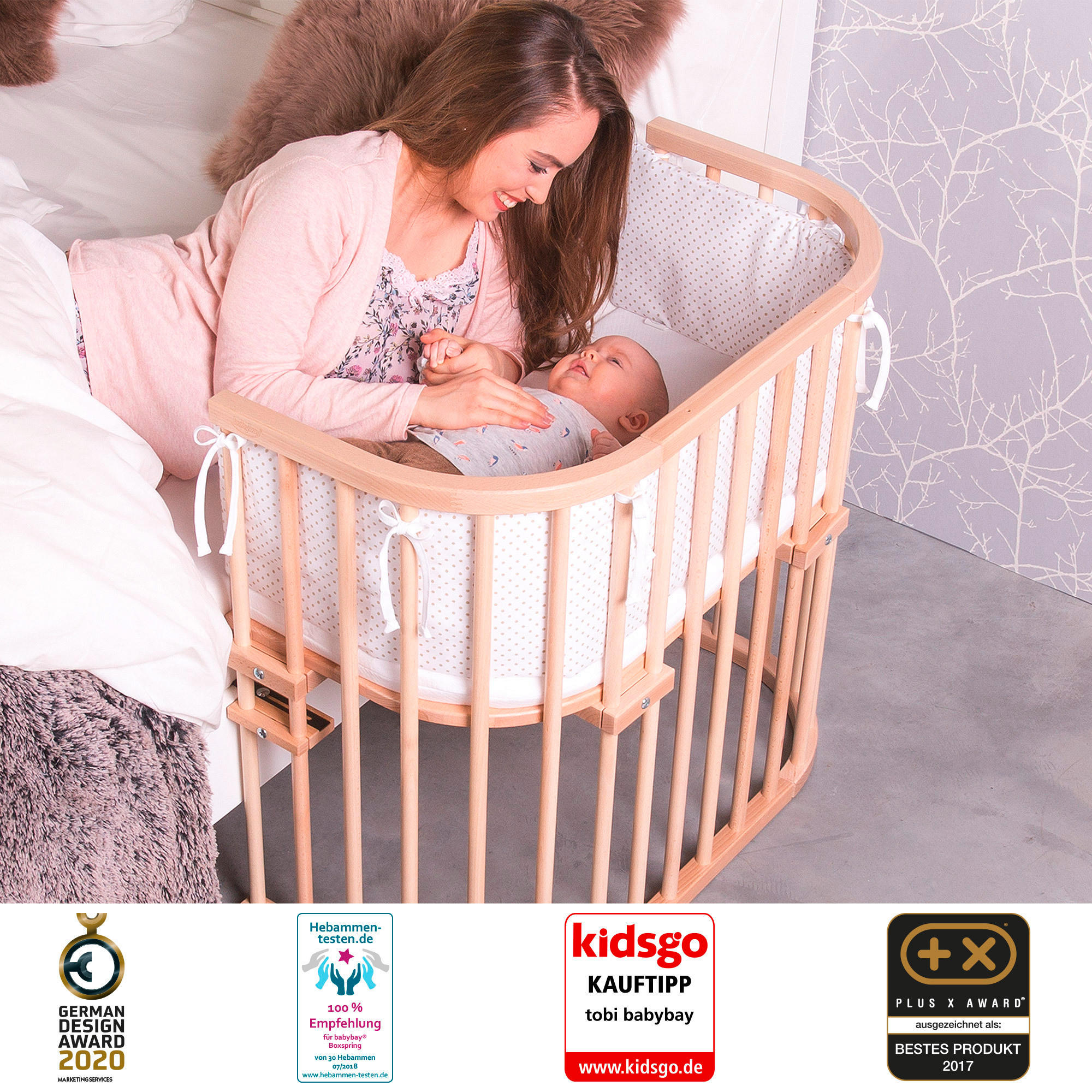 BEISTELLBETT Babybay Original 87/46/79 cm  - Naturfarben, Basics, Holz (87/46/79cm) - Babybay