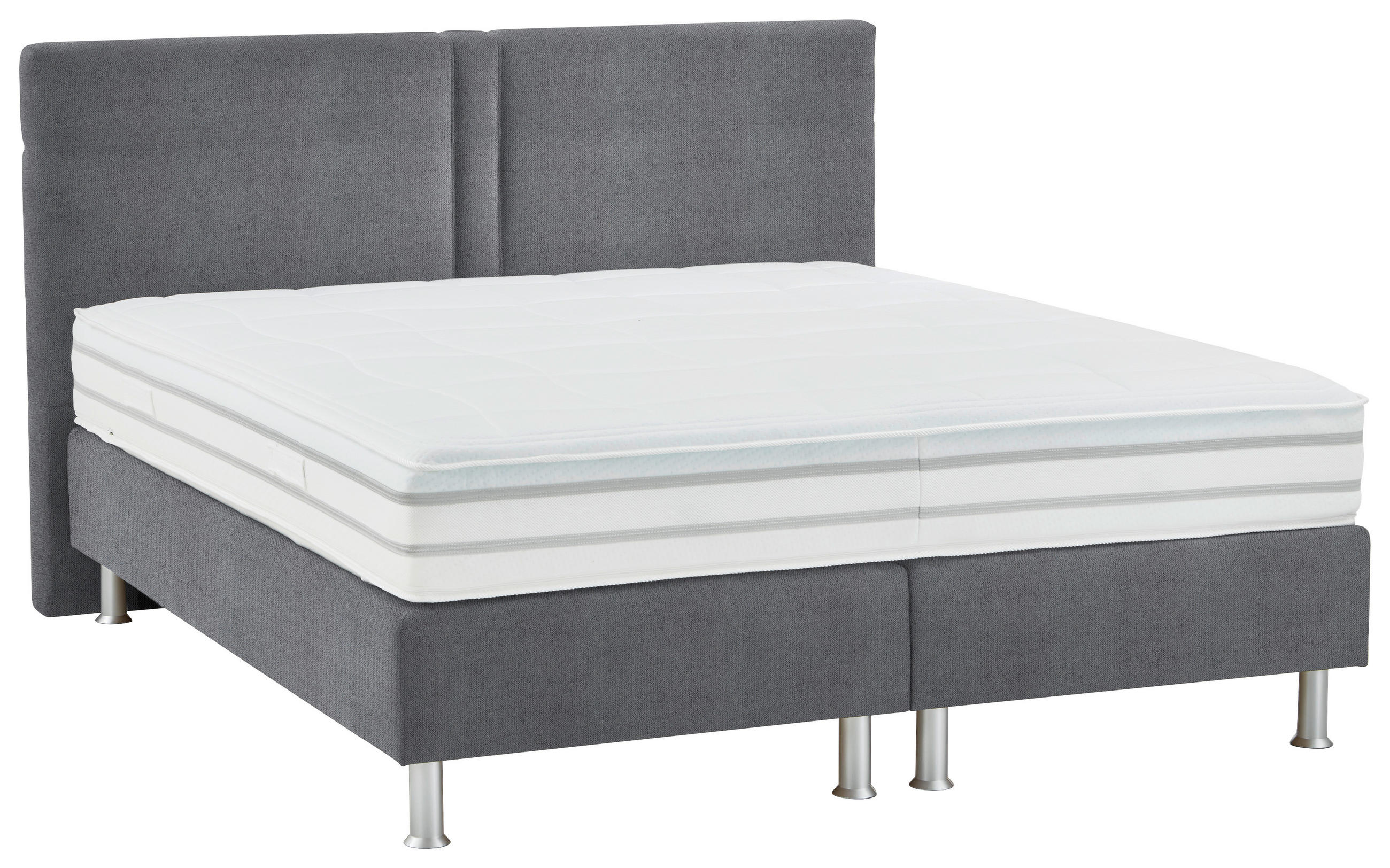 BOXSPRINGBETT 180/200 cm  in Grau  - Alufarben/Grau, Design, Kunststoff/Textil (180/200cm) - Beldomo - Sleep