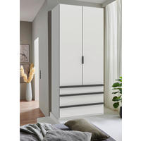 FALTTÜRENSCHRANK Weiss  - Weiss/Schwarz, Design, Holzwerkstoff (100/236/58cm) - Boxxx