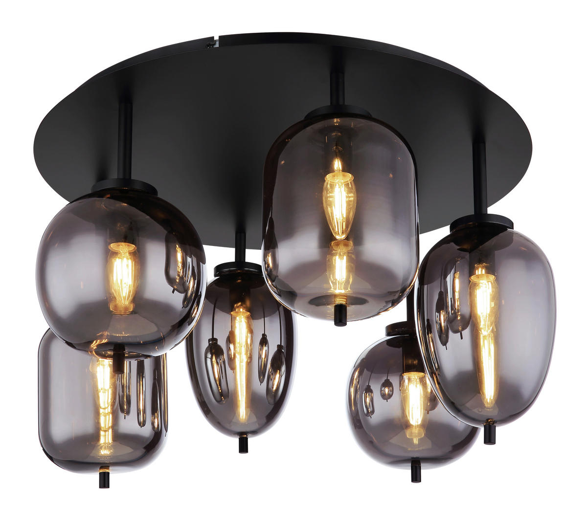 DECKENLEUCHTE  63/38 cm    - Schwarz, Design, Glas/Metall (63/38cm) - Globo