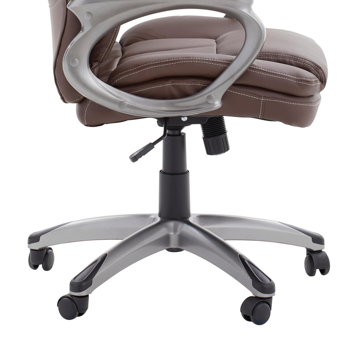 CHEFSESSEL Lederlook Braun  - Silberfarben/Schwarz, KONVENTIONELL, Kunststoff/Textil (64/113-121/74cm) - Hom`in