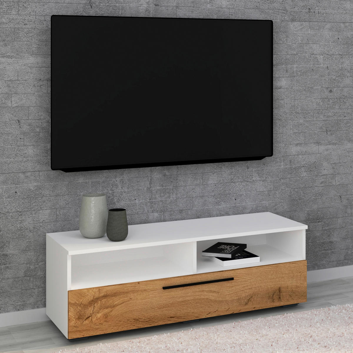 LOWBOARD  in 115/39/40 cm  - Honigeiche/Schwarz, MODERN, Holzwerkstoff/Kunststoff (115/39/40cm) - MID.YOU
