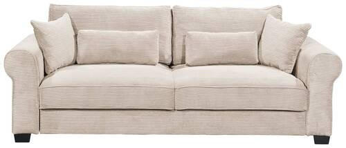 SCHLAFSOFA Cord Creme  - Creme/Schwarz, Basics, Kunststoff/Textil (250/95/125cm) - MID.YOU