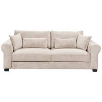 SCHLAFSOFA in Cord Creme  - Creme/Schwarz, Basics, Kunststoff/Textil (250/95/125cm) - MID.YOU