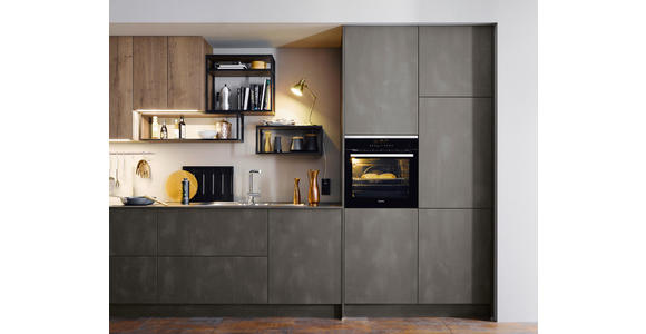 EINBAUKÜCHE   - Eichefarben/Grau, Design, Holzwerkstoff - Novel