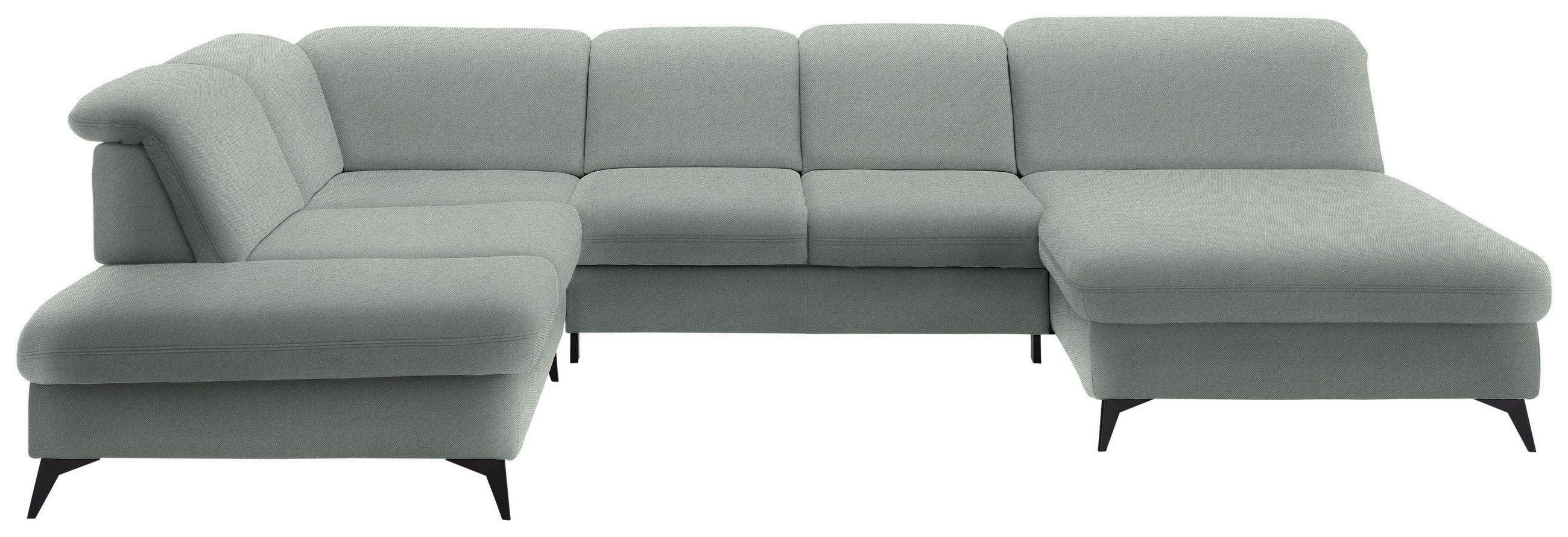 WOHNLANDSCHAFT Chenille Hellgrau  - Hellgrau/Schwarz, Design, Textil/Metall (255/369/198cm) - Beldomo Style