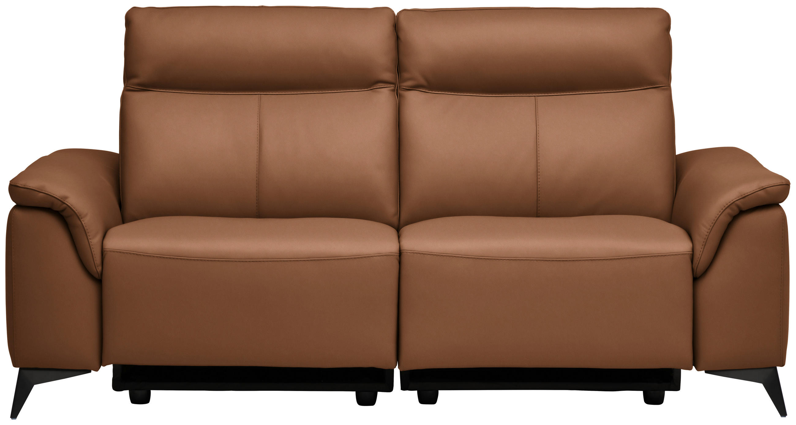 3-SITZER-SOFA Echtleder Cognac  - Cognac/Schwarz, Design, Leder/Metall (207/107/98cm) - Belluti