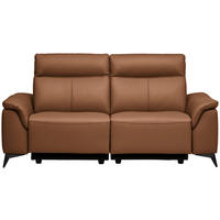 3-SITZER-SOFA Echtleder Cognac  - Cognac/Schwarz, Design, Leder/Metall (207/107/98cm) - Belluti