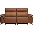 3-SITZER-SOFA  in Echtleder Cognac   - Cognac/Schwarz, Design, Leder/Metall (207/107/98cm) - Belluti