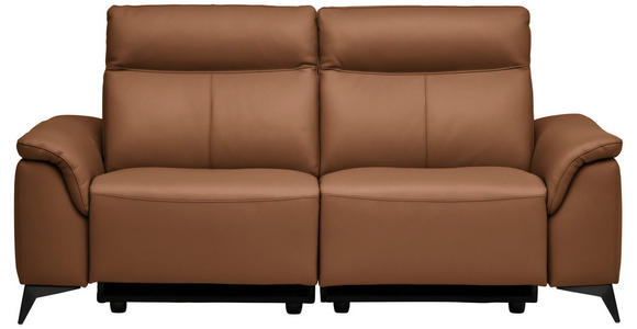 3-SITZER-SOFA  in Echtleder Cognac   - Cognac/Schwarz, Design, Leder/Metall (207/107/98cm) - Belluti