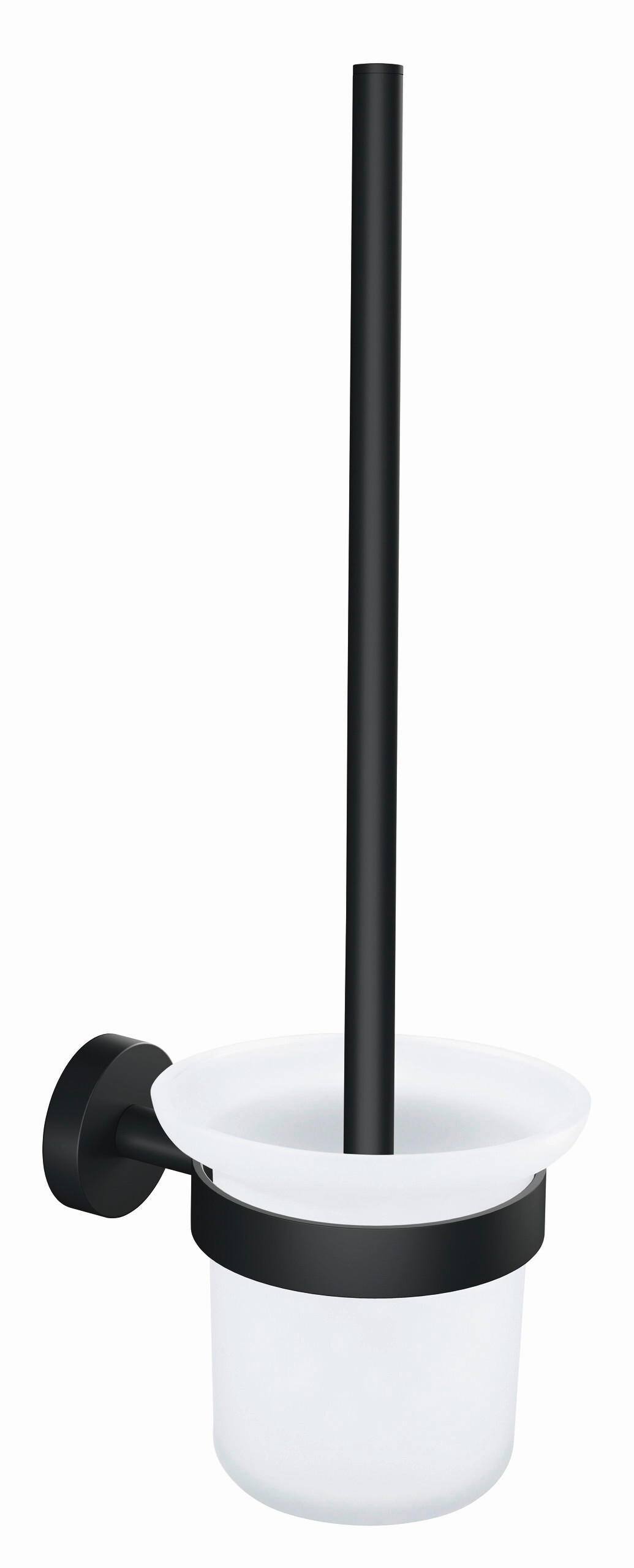 WC-BÜRSTENGARNITUR - Schwarz/Weiß, Basics, Glas/Kunststoff (11,2/37,9/14,5cm) - Tesa