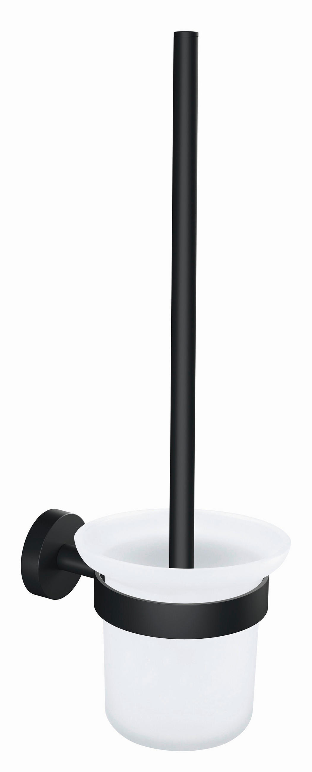 WC-BÜRSTENGARNITUR - Schwarz/Weiß, Basics, Glas/Kunststoff (11,2/37,9/14,5cm) - Tesa