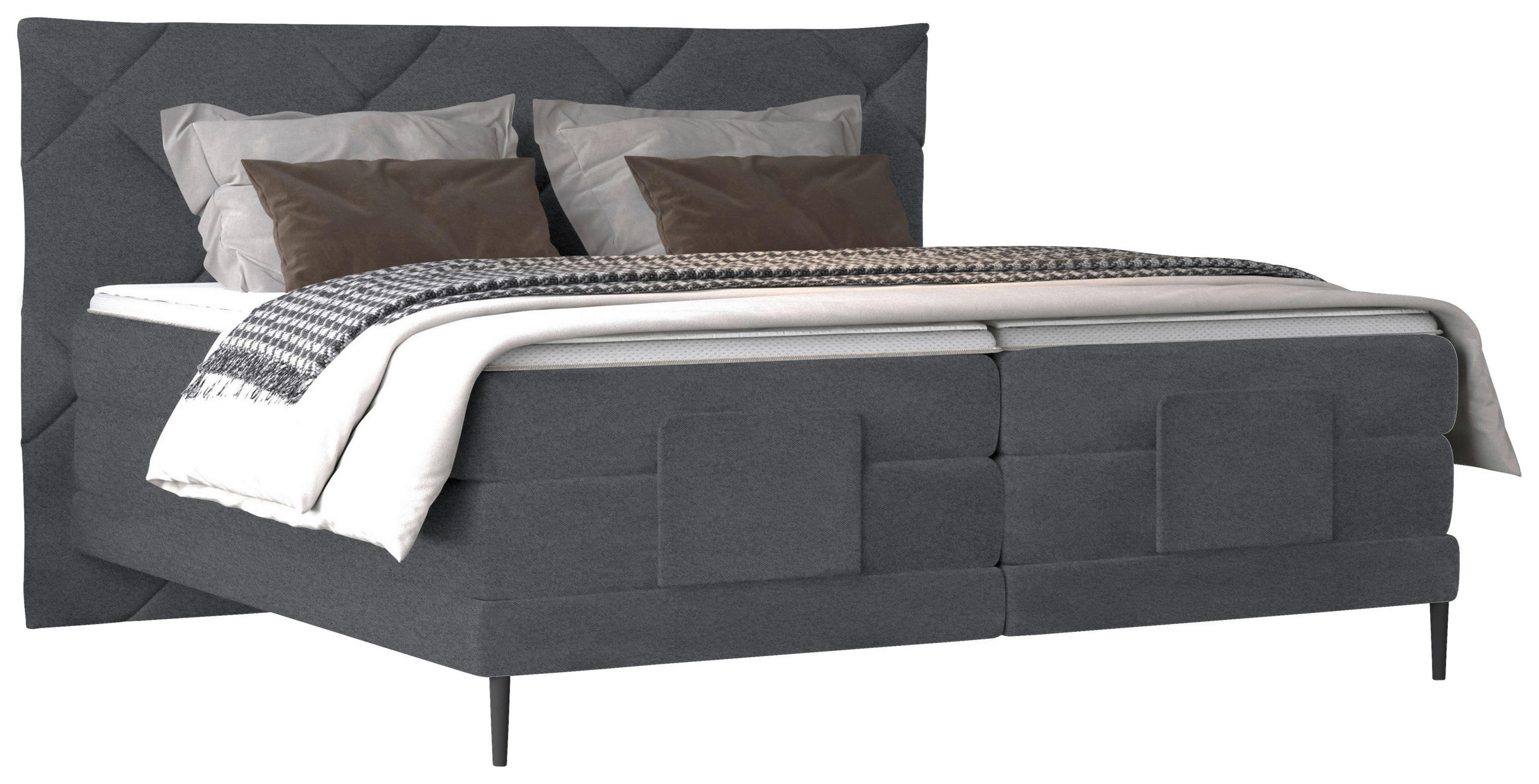 BOXSPRINGBETT 180/200 cm  in Dunkelgrau  - Dunkelgrau/Schwarz, Konventionell, Textil/Metall (180/200cm) - Esposa