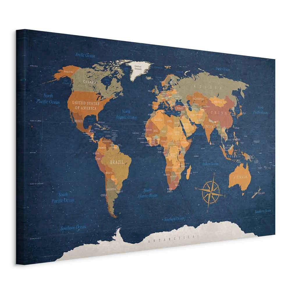 artgeist LEINWANDBILD, mapa světa, 60/40/1,2 cm