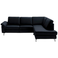 ECKSOFA in Echtleder Dunkelblau  - Chromfarben/Dunkelblau, Design, Leder/Metall (271/200cm) - Pure Home Lifestyle