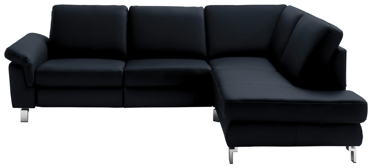 ECKSOFA in Echtleder Dunkelblau  - Chromfarben/Dunkelblau, Design, Leder/Metall (271/200cm) - Pure Home Lifestyle
