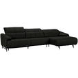 ECKSOFA in Echtleder Dunkelgrau  313/165 cm  - Dunkelgrau/Schwarz, Design, Leder/Metall (313/165cm) - Emilio Belluti