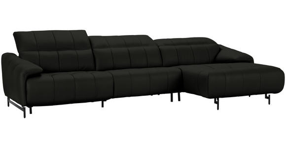 ECKSOFA in Echtleder Dunkelgrau 313/165 cm - Dunkelgrau/Schwarz, Design, Leder/Metall (313/165cm) - Emilio Belluti