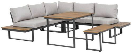 DINING-LOUNGESET 240/240 cm Aluminium  - Anthrazit/Naturfarben, Basics, Metall (240/240cm) - Bizzotto