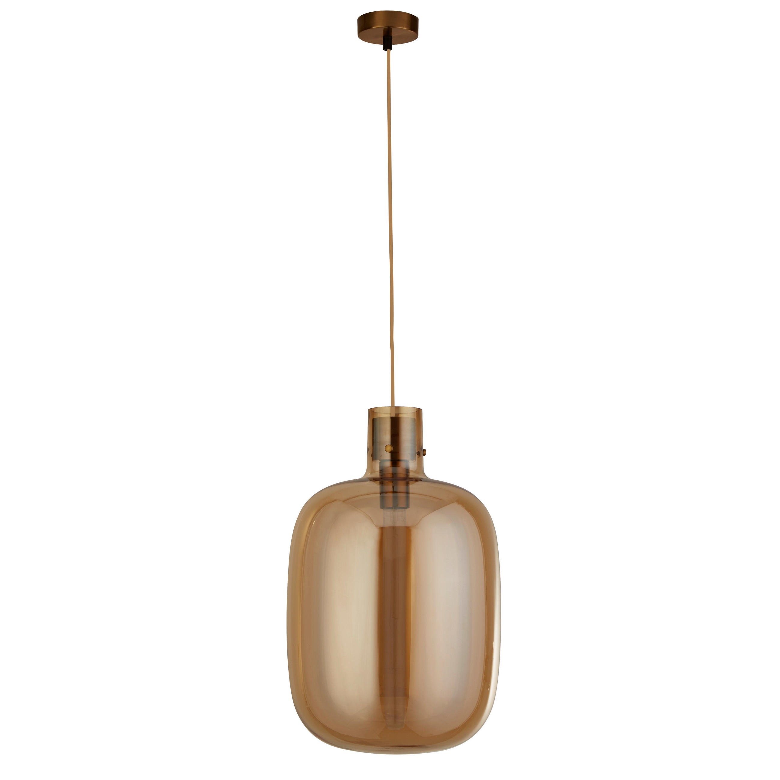 HÄNGELEUCHTE Barrel 30/127 cm   - Bernsteinfarben, Design, Glas/Metall (30/127cm)