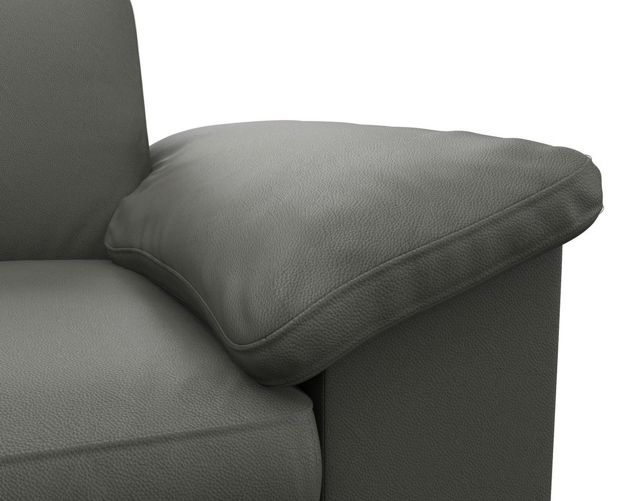 ECKSOFA Dunkelgrau Echtleder  - Dunkelgrau/Schwarz, Design, Leder/Metall (225/247cm) - Livetastic