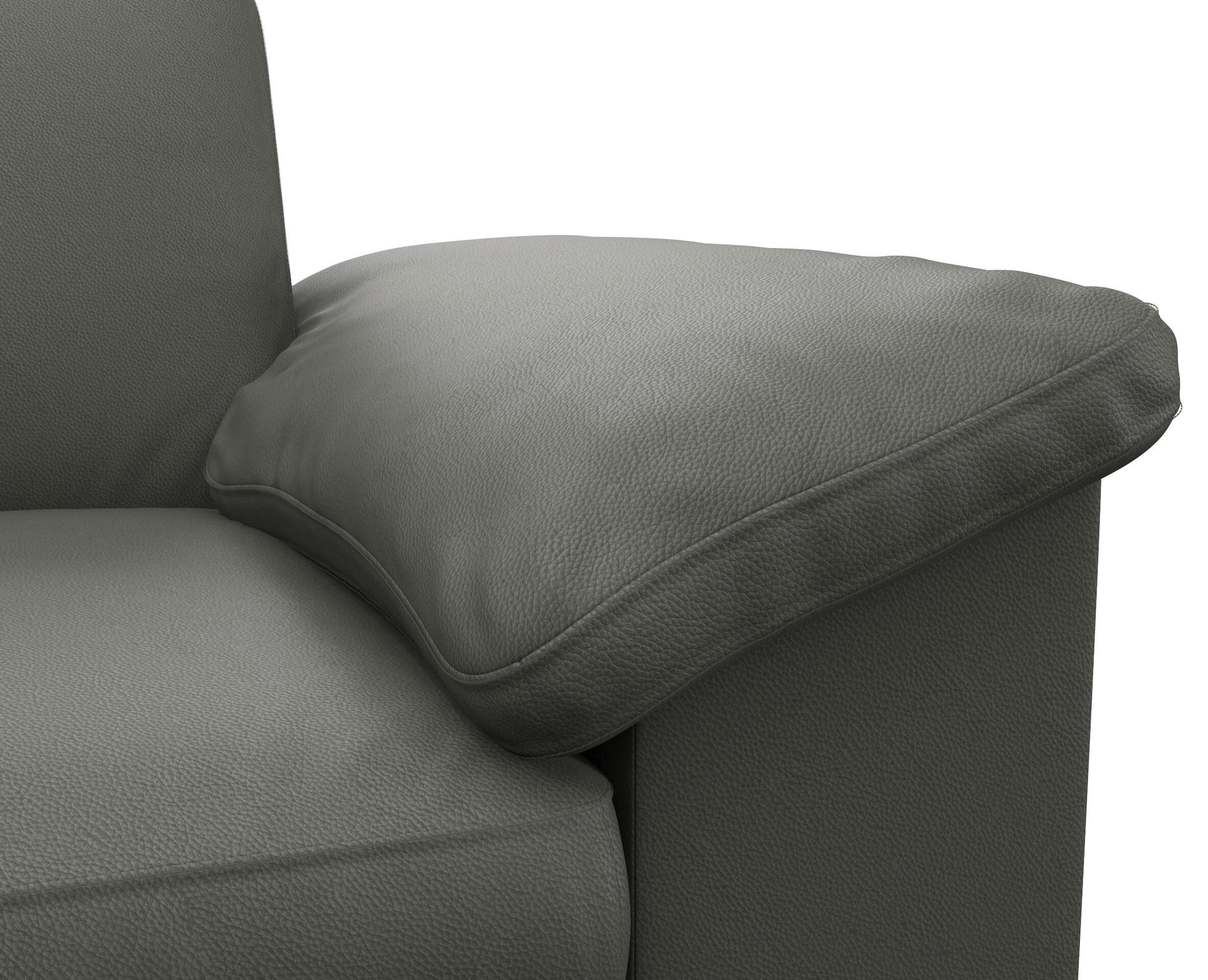 Thumbnail - Livetastic Ecksofa, Dunkelgrau, Leder, Echtleder, Color-Finish-Leder, 5-Sitzer, Füllung: Schaumstoff, Federn,Schaumstoff...