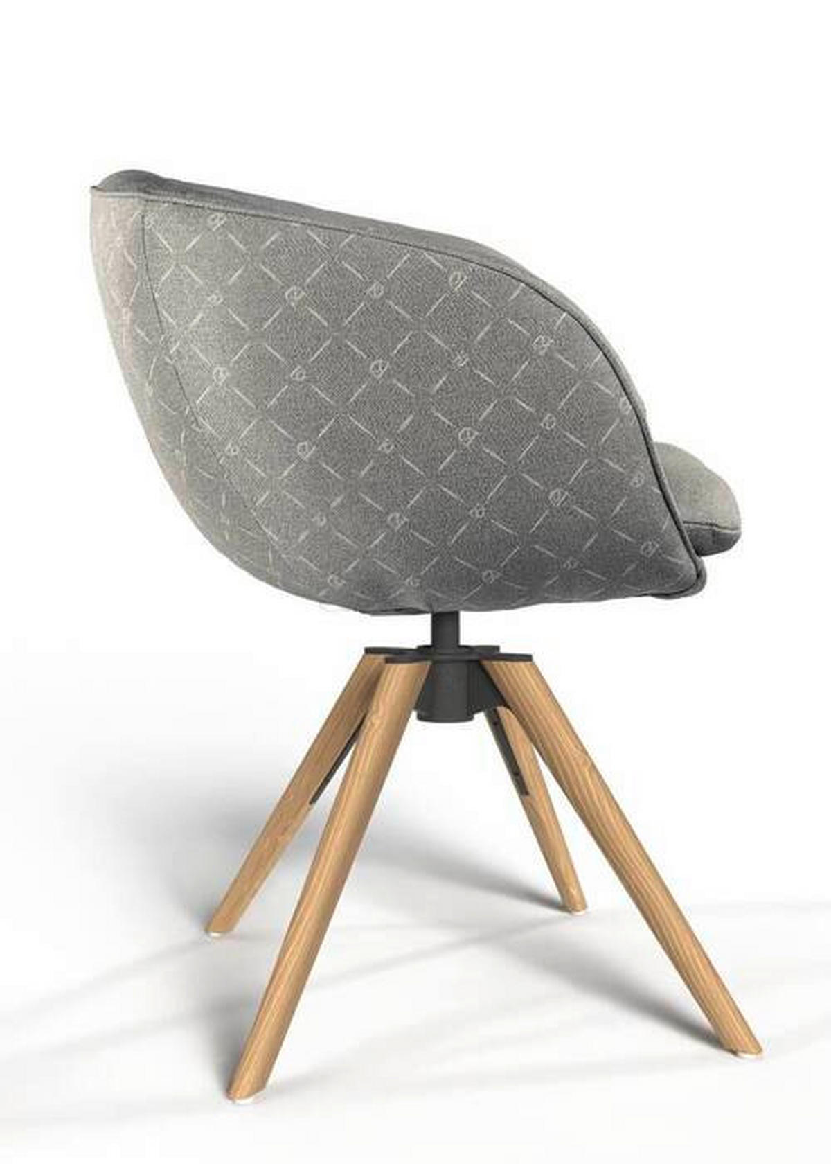 ARMLEHNSTUHL  Sitzfläche 360° drehbar, Gestellauswahl, automatische Rückholfunktion, ergonomische Rückenlehne, Stoff-/Lederauswahl Jacquard  Hellgrau  - Eichefarben/Hellgrau, Design, Holz/Textil (56/85/64cm) - Dieter Knoll