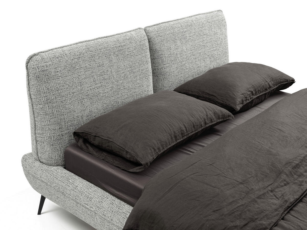 Pat Tapițat, 160/200 cm, gri - culoare natur/negru, Modern, lemn/metal (160/200cm) - Voleo