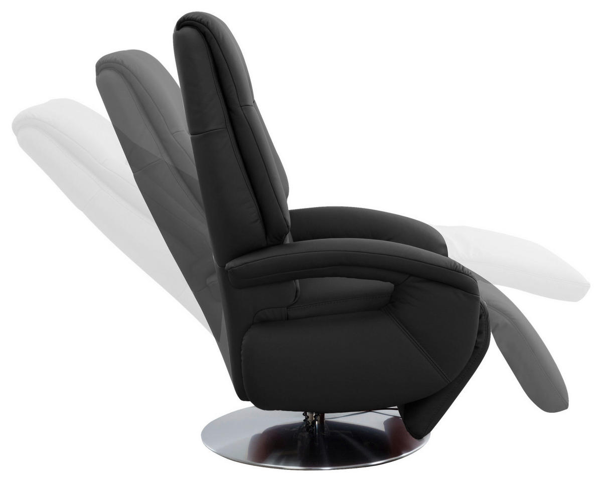 RELAXSESSEL Echtleder    - Chromfarben/Schwarz, KONVENTIONELL, Leder/Metall (74/111/77cm) - Sit & More