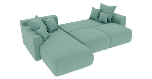 ECKSOFA in Velours Mintgrün  - Chromfarben/Mintgrün, KONVENTIONELL, Kunststoff/Textil (195/293cm) - Carryhome